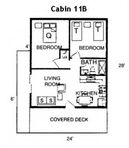 Hickory Hollow Resort Table Rock Lake Cabin 11B Floor Plan